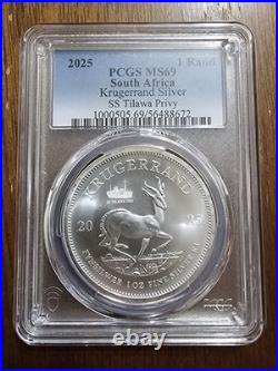2025 South Africa 1 oz Silver Krugerrand SS Tilawa Shipwreck Silver PCGS MS 69