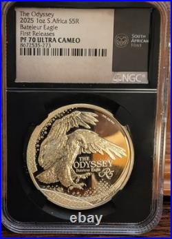 2025 South Africa 1-oz Silver Odyssey of the Sky Bateleur Eagle Proof NGC PF70UC