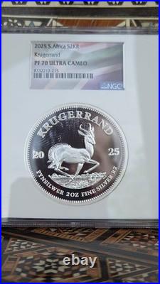 2025 South Africa 2oz Silver Proof Krugerrand NGC PF70 Ultra Cameo Low Mintage 5
