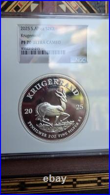 2025 South Africa 2oz Silver Proof Krugerrand NGC PF70 Ultra Cameo Low Mintage 5