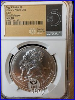 2025 South Africa Big 5 III Lion 1oz Silver Coin NGC MS 70 FDI All Paperwork Inc
