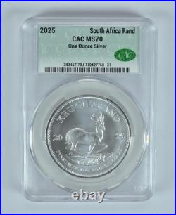 2025 South Africa Silver Krugerrand 1 Oz MS70 CAC CACg