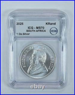 2025 South Africa Silver Krugerrand 1 Oz MS70 ICG