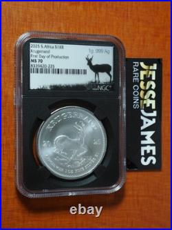 2025 South Africa Silver Krugerrand Ngc Ms70 First Day Of Production 1g Ag Label