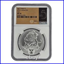 2025 South African Mint Big 5 III Lion 1 oz. 999 Silver NGC MS70