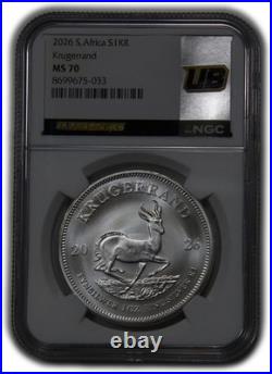 2026 NGC MS70 South Africa 1 oz Silver Krugerrand 1 Rand Coin #61834A