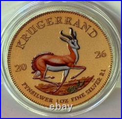 2026 South Africa 1 oz Silver Colorized Coin Krugerrand with COA