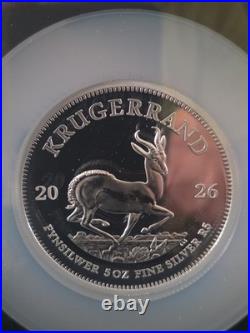 2026 South Africa 5 Oz Silver Krugerrand FDOI NGC PF70 Ultra Cameo RARE BEAUTY