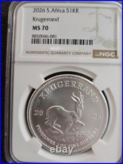 2026 South Africa Silver Krugerrand 1 oz NGC MS70 Brown Label