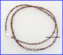 20.12 ct Rare Natural Red Rough Loose Diamond Beads 16 Necklace. Silver Clasp