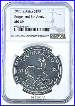 20 x 2023 South Africa 5th Anniversary Silver Krugerrand NGC MS69 Brown Label