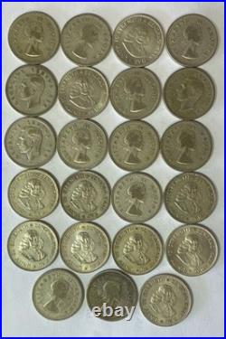 23pc South Africa 2 Shillings & 20 Cents Silver Coins Lot 1952-1963