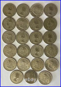 23pc South Africa 2 Shillings & 20 Cents Silver Coins Lot 1952-1963