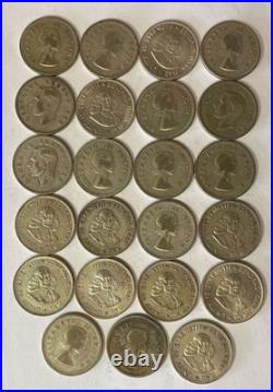 23pc South Africa 2 Shillings & 20 Cents Silver Coins Lot 1952-1963