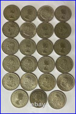 23pc South Africa 2 Shillings & 20 Cents Silver Coins Lot 1952-1963