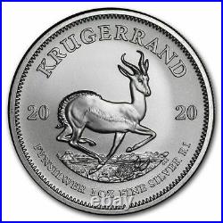 25 x 2020 1oz Silver Krugerrand 1 ounce silver bullion coin in SA Mint tube