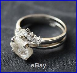 2.18CTS Gray White Rough Diamond Engagement Ring, Uncut Raw Diamond silver Ring