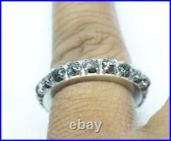 2.20ct Black Rough Diamond Eternity Ring, Uncut Raw Diamond 925 silver Ring Band