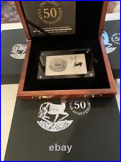2-50thANNIVERSARY KRUGERRAND 2017 SOUTH AFRICA 3 OZ 999 SILVER COIN & BAR