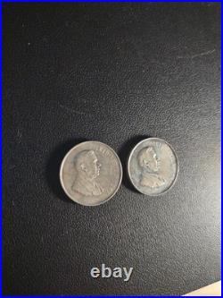 2x 1967 South Africa 1 Rand Silver Coins 80% Silver