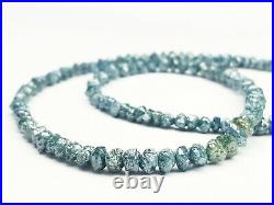 35.00 Ct Natural Blue Color Rough Diamond Beads! Diamond Beads Wt Silver Claps