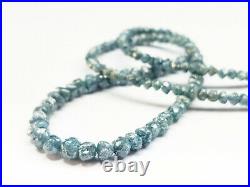 35.00 Ct Natural Blue Color Rough Diamond Beads! Diamond Beads Wt Silver Claps