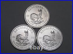 3 BU 2022 Krugerrands South Africa 1oz. 999 Silver Fresh From Roll. #44