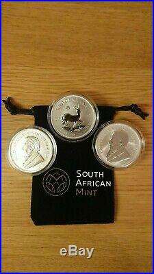 3 x Krugerrand 2017 Inaugural year silver Premium coins, with capsule and COA