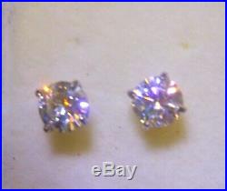 4.5mm. 7Ctw. G Color VVS1 Genuine Natural Diamond Stud Earrings Silver ScrewBack
