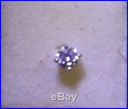 4mm. 25Ct. E Color VVS1 SINGLE Natural Diamond Stud Earring Silver ScrewBack