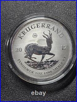 (50) 2017 South Africa 1 oz. 999 Fine Silver Krugerrand 50th Anniversary Privy