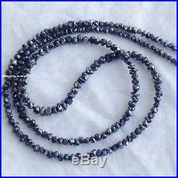 55+ cts rare natural black rough loose diamond beads 54 strand wt silver closer