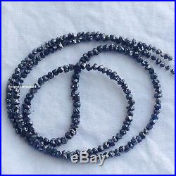 55+ cts rare natural black rough loose diamond beads 54 strand wt silver closer