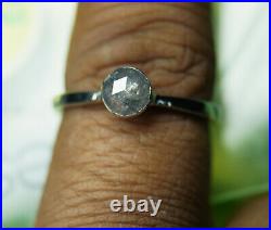 5.0mm Black Gray Rose Cut Bezel Set Diamond Ring, 925 silver Engagement ring