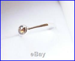 5.0mm Cognac Brown Rose Cut Bezel Set Diamond Ring, 925 silver Engagement ring