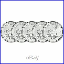 (5) 2020 South Africa Silver Krugerrand 1 oz 1 Rand BU STRAIGHT FROM TUBE