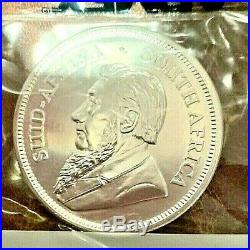 5- B. U. 2020 South African 1.00 Troy oz. 999 Silver Krugerrand In Plastic Gem BU