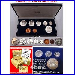 5 MINT SEALED PROOF SETS SILVER & NICKEL 1 RAND 1984 South Africa UNOPENED 50C