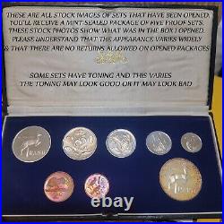 5 SEALED PROOF MINT SETS SILVER & NICKEL 1 RAND 1984 South Africa 37 YEARS 50C