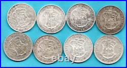 8, South Africa, Silver Florin Coins 1924 1954. Two Shillings. Job Lot