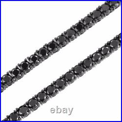 92% OFF Black Round Diamond Hip Hop Necklace Unisex Silver 925 chain with clasp