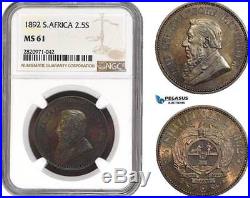 AB914, South Africa (ZAR) 2 1/2 Shillings 1892, Berlin, Silver, NGC MS61