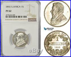 AE936, South Africa (ZAR) 1 Shilling 1892, Berlin, Silver, NGC PF62, Rare