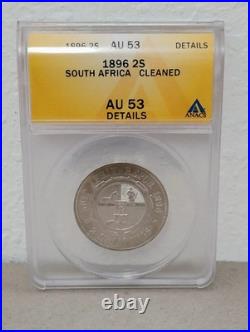 AFRICA 1896 2 SHILLINGS AU53 Details Anacs Silver Kruger AFRICA 1896 2 SHILLINGS AU53 Details Anacs Silver Kruger