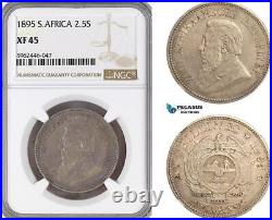 AH15, South Africa (ZAR) 2 1/2 Shillings 1895, Pretoria Mint, Silver, NGC XF45