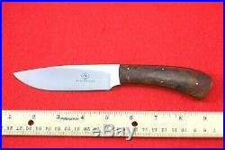 ARNO BERNARD JR. CUSTOM FIXED BLADE KNIFE, MAPLE BURL HANDLE, WithSHEATH, MINT