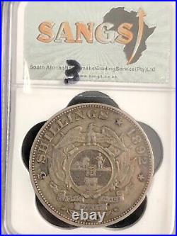 A Rare South African ZAR 5 Shilling Double Shaft Silver Coin
