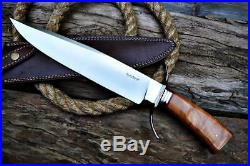 Andre Ronald Custom Handmade Bowie Knife D2 Full Tang Olive Wood 16.5'' Hunting