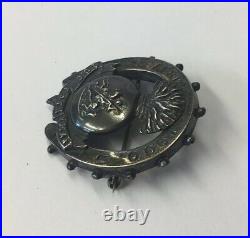 Antique Solid Silver 1900 South Africa Fusiliers Sweetheart Brooch 3.5cm