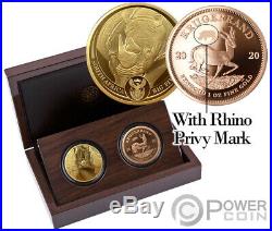 BIG FIVE Privy Rhino Krugerrand Set 2x1 Oz Gold Coins 51 Rand South Africa 2020